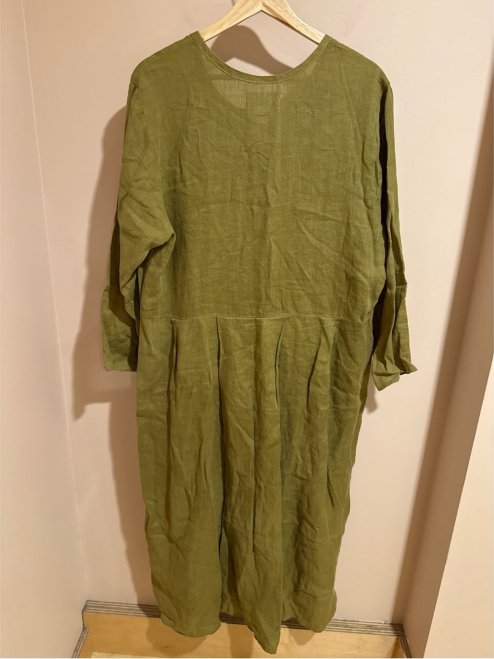 Flax Olive Green Linen Maxi Dress - Picture 2 of 4